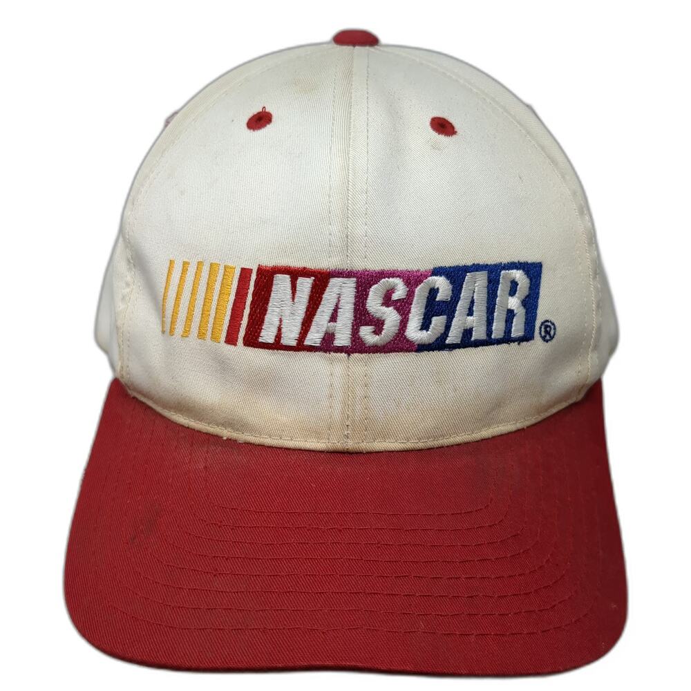 Checkered Flag Sports NASCAR Snapback Hat White Red One Size Embroidered Logo